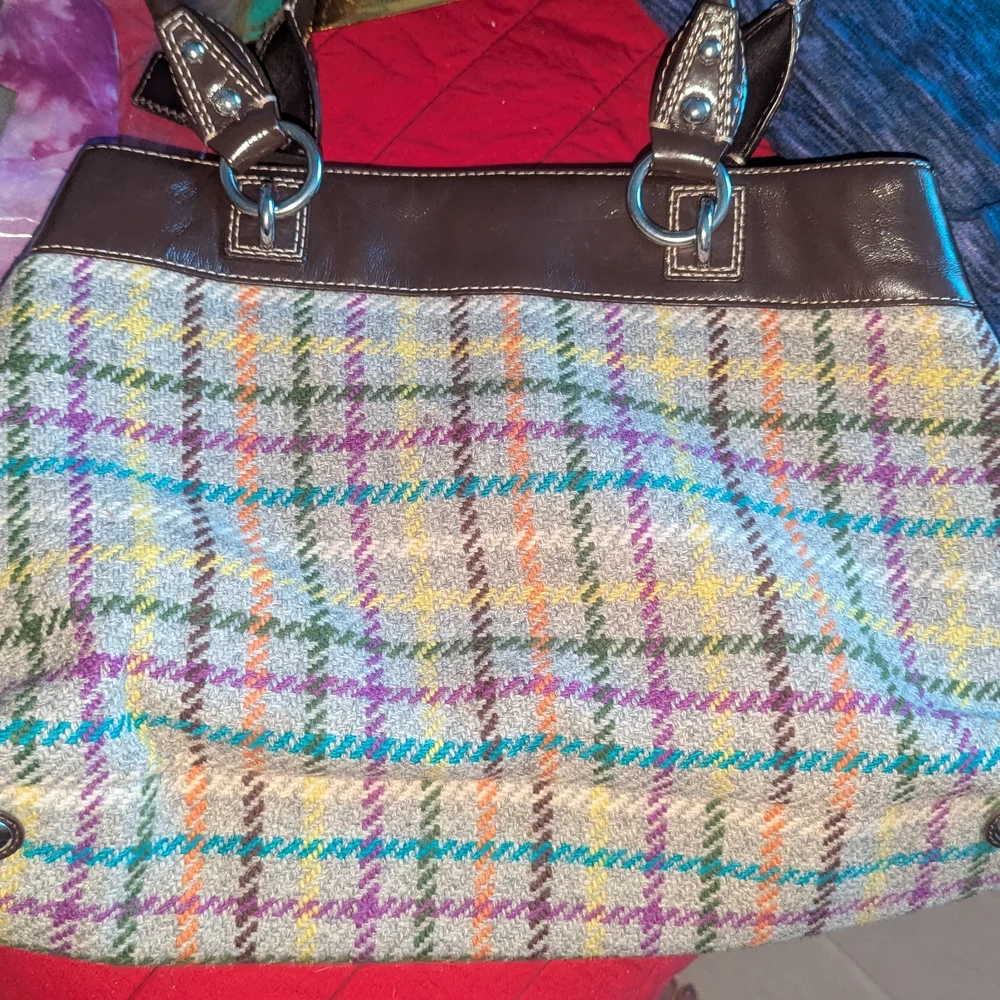 Coach Penelope Plaid Wool Tweed Tote Bag_11